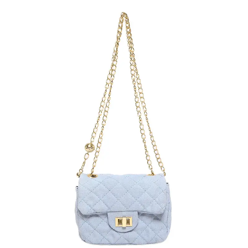 Blue Quilted Shoulder Crossbody Bag for Women - Image 3