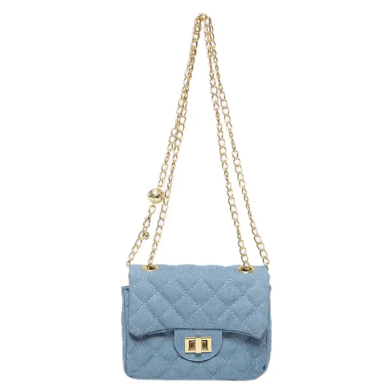 Blue Quilted Shoulder Crossbody Bag for Women - Image 4