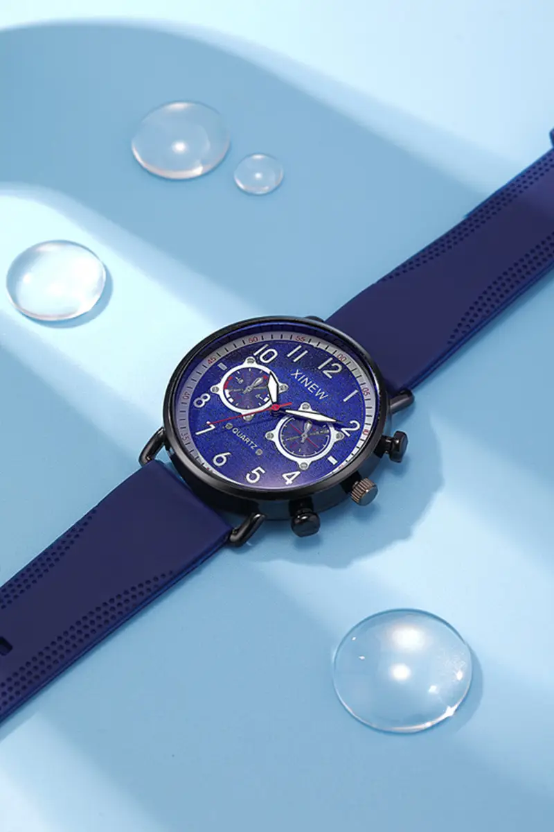 Xinew Quartz Men's Blue Dial Chronograph Watch Brown Strap — feature 22