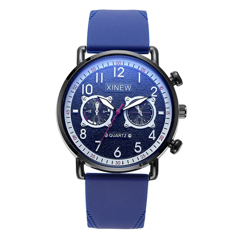 Xinew Quartz Men's Blue Dial Chronograph Watch Brown Strap - Image 5