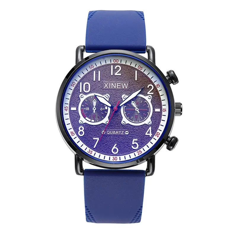 Xinew Quartz Men's Blue Dial Chronograph Watch Brown Strap - Image 7