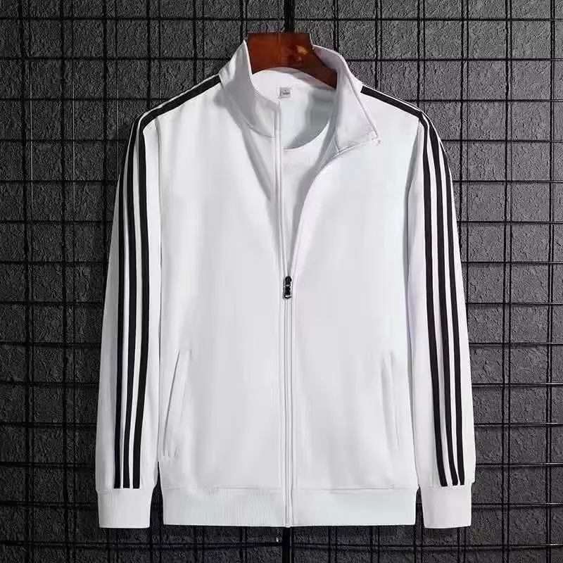 Men's Black 3 Bar Track Suit with White Stripes