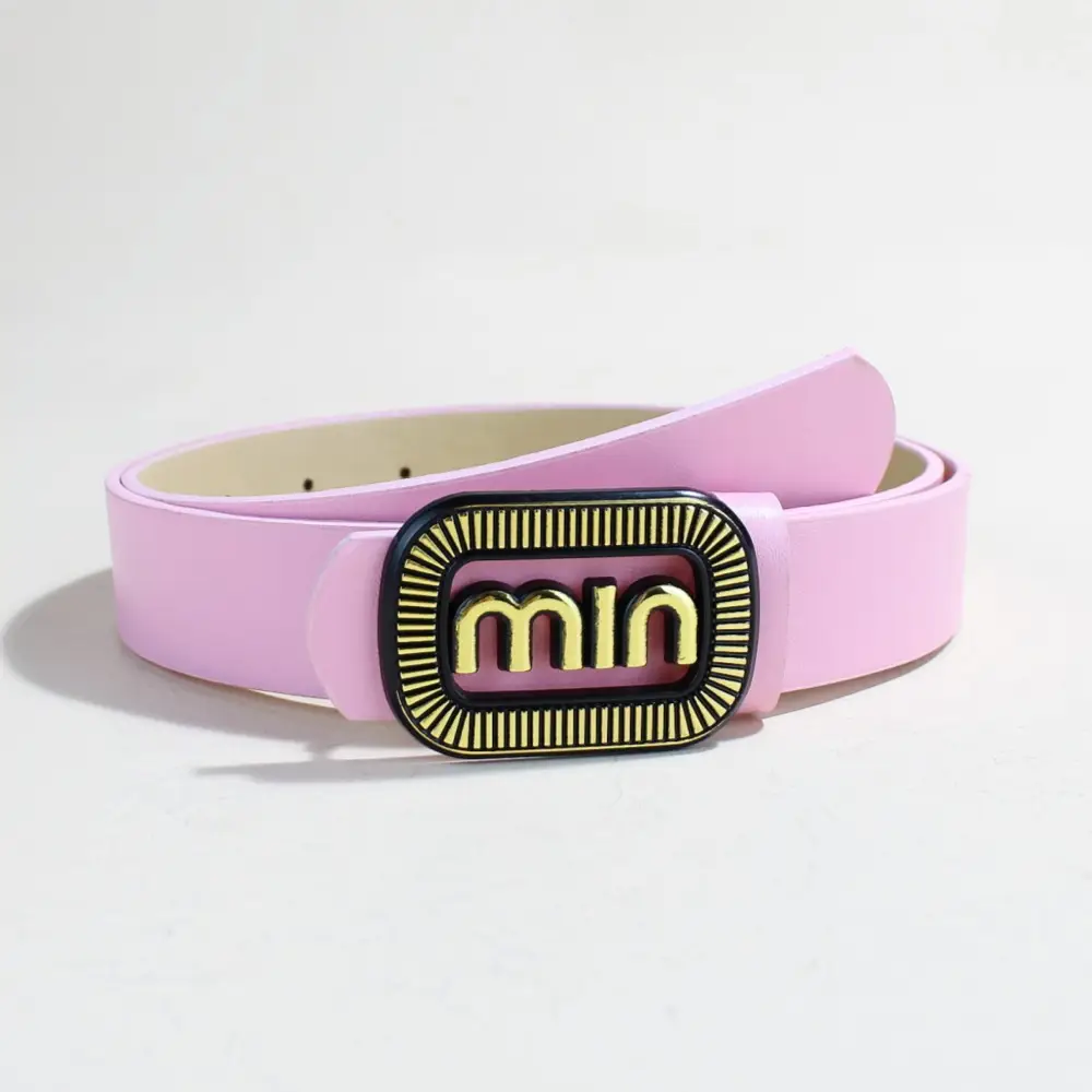 Women's Black Leather Belt with Vintage Gold Min Buckle - Image 7
