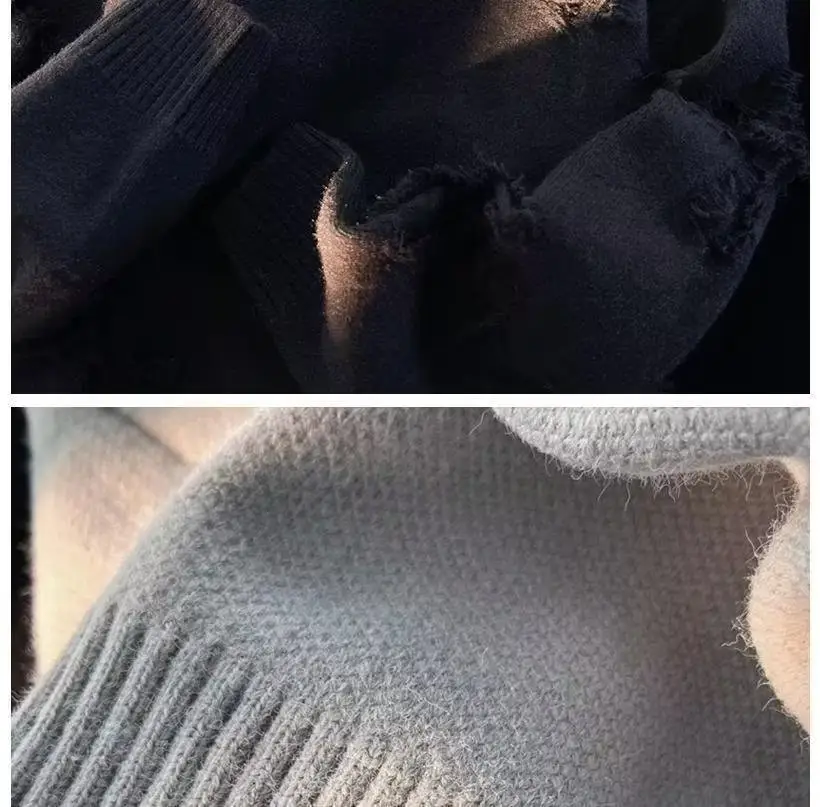 Men's Black Rippled Crewneck Sweater Winter Wear — feature 7