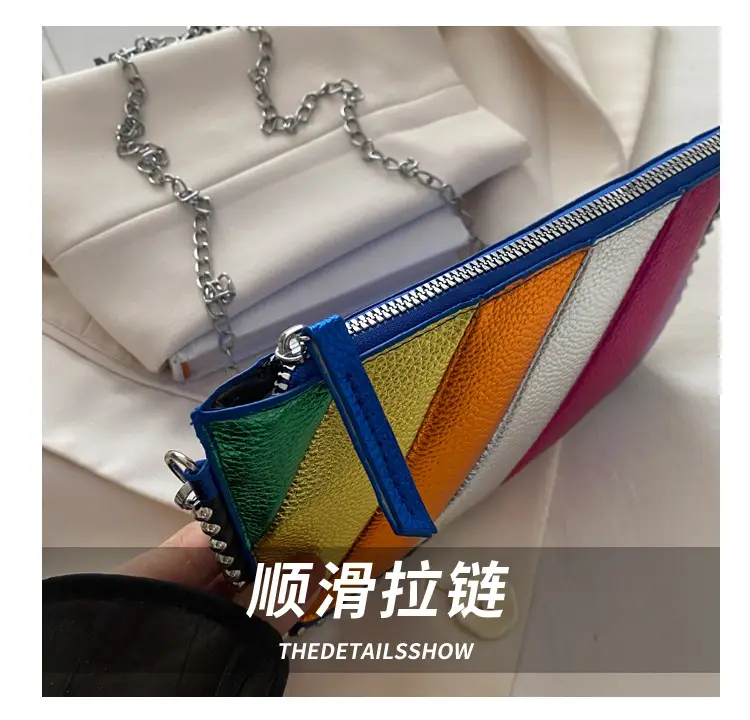 Women's 2024 Shoulder Bag Contrast Stitching Blue — feature 4