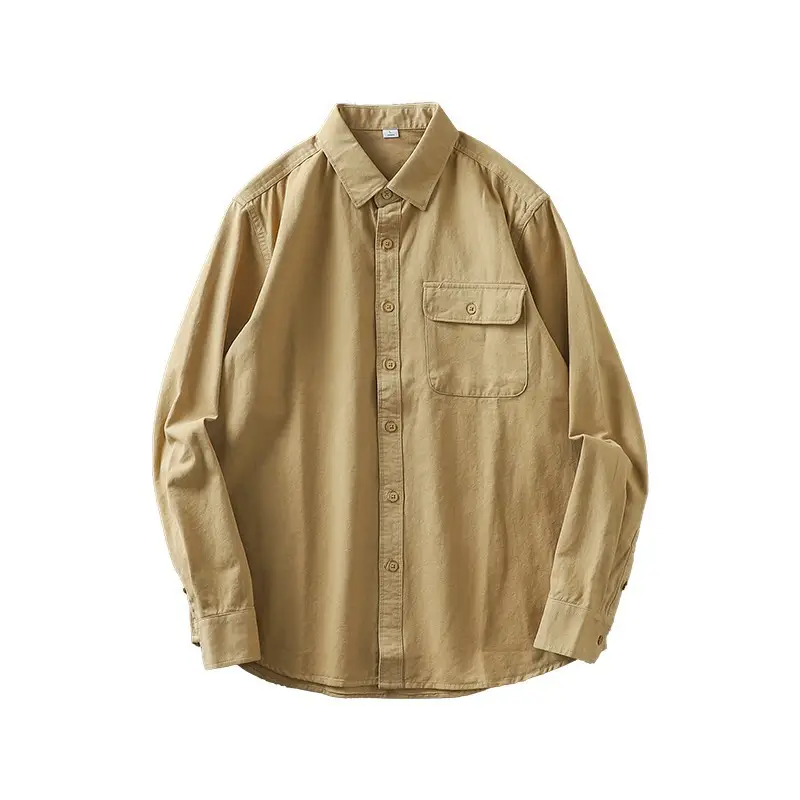 Men's Long Sleeve Pure Cotton White Shirt with Pocket - Image 2