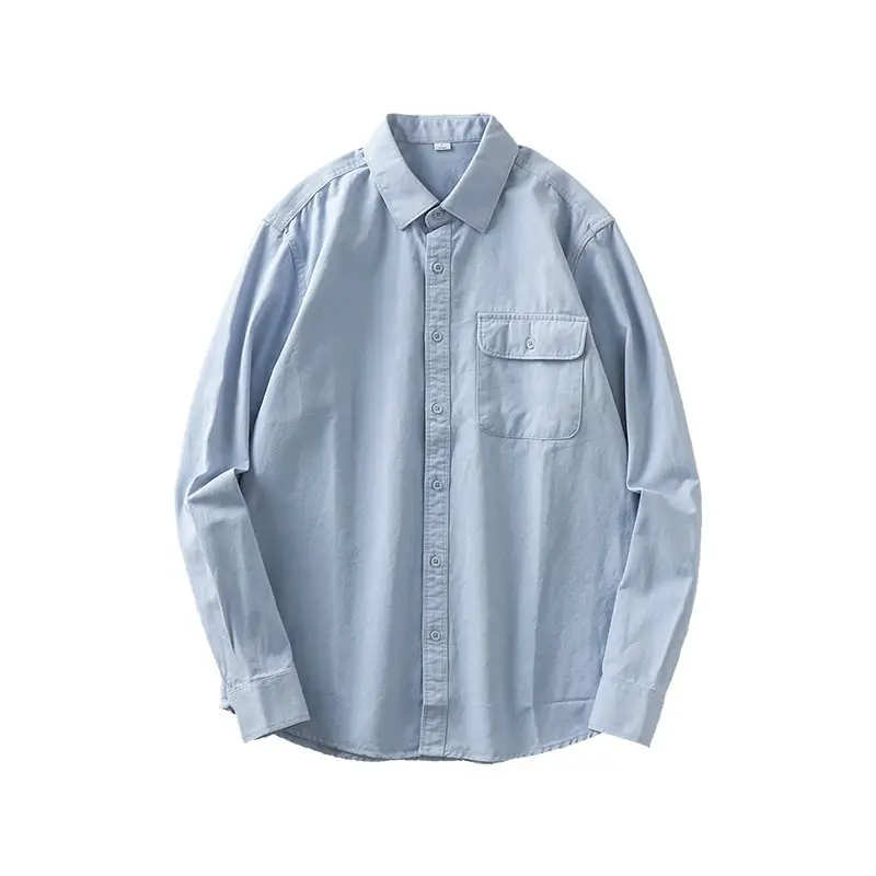 Men's Long Sleeve Pure Cotton White Shirt with Pocket - Image 3