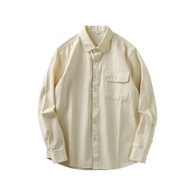 Men's Long Sleeve Pure Cotton White Shirt with Pocket - Image 4