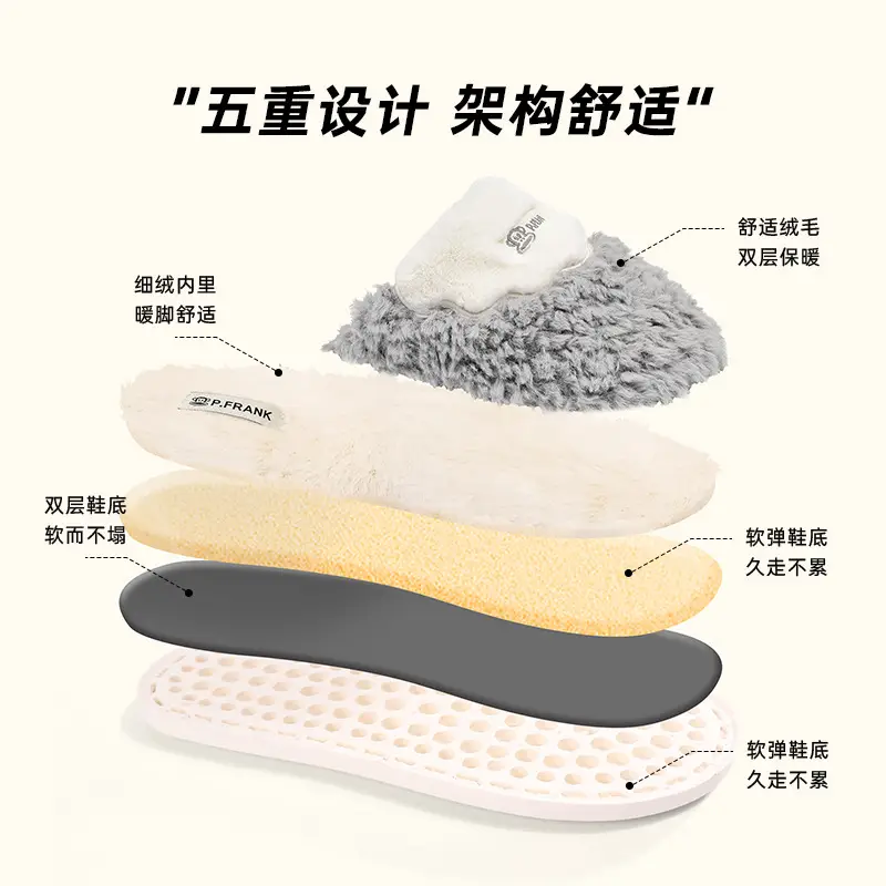 Free Shipping, Men's Winter 2025 New Style Indoor Home Non-Slip Soft-Soled Warm Plush Cotton Slippers with a Feeling of Stepping on Poop - Image 14