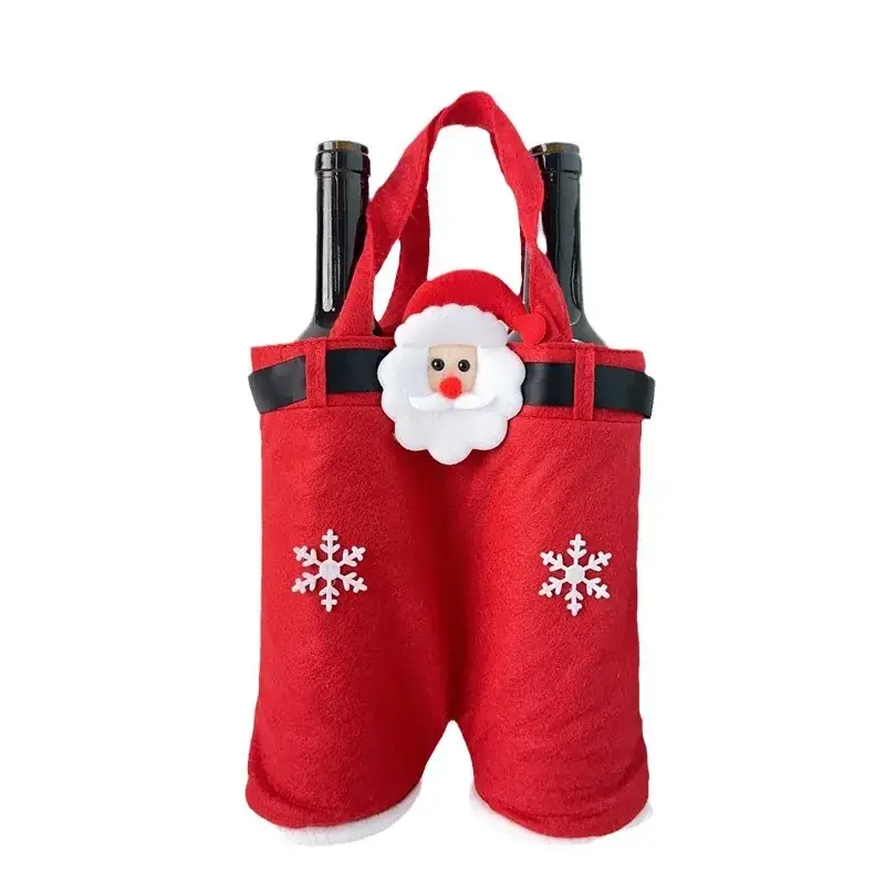 Red Christmas Belt Pants Gift Bag Candy Bag Apple Bag Wine Bottle Cover - Image 12