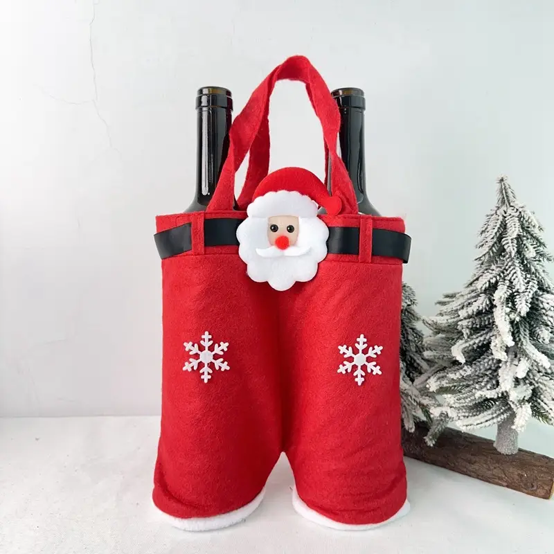 Red Christmas Belt Pants Gift Bag Candy Bag Apple Bag Wine Bottle Cover — feature 10