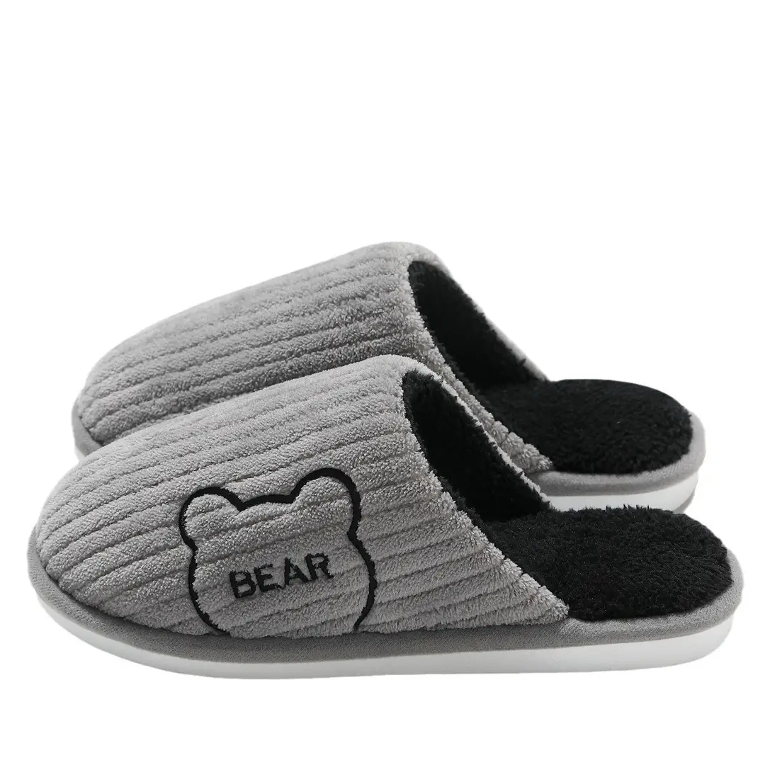 Autumn and Winter Cotton Slippers for Women Thick-Soled Indoor Home Warm and Comfortable Fleece-Lined Home Indoor Non-Slip Couple Slippers for Men