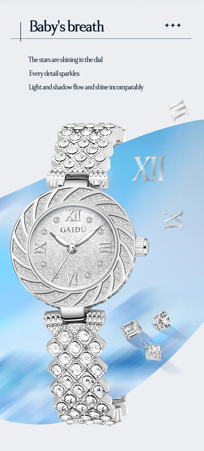 Kaidu Full Diamond Women's Watch with Light Luxury Bracelet — feature 19