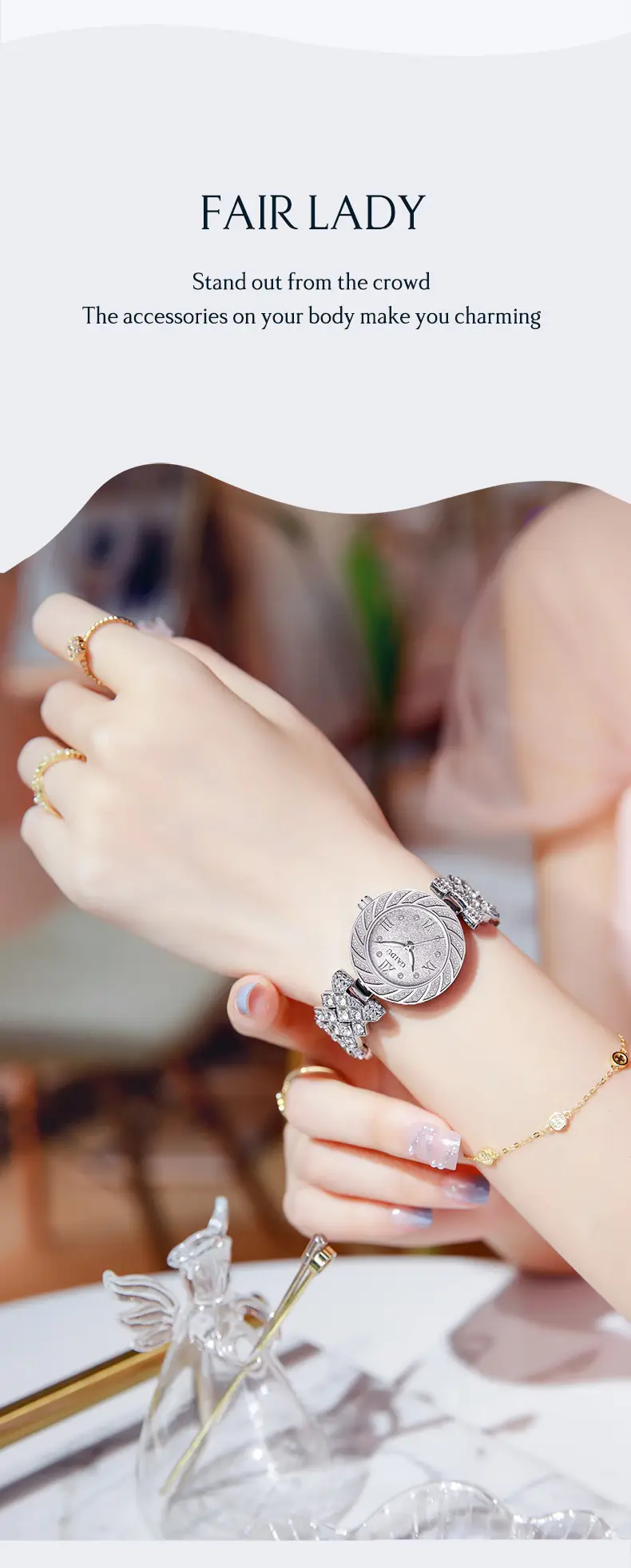 Kaidu Full Diamond Women's Watch with Light Luxury Bracelet — feature 24