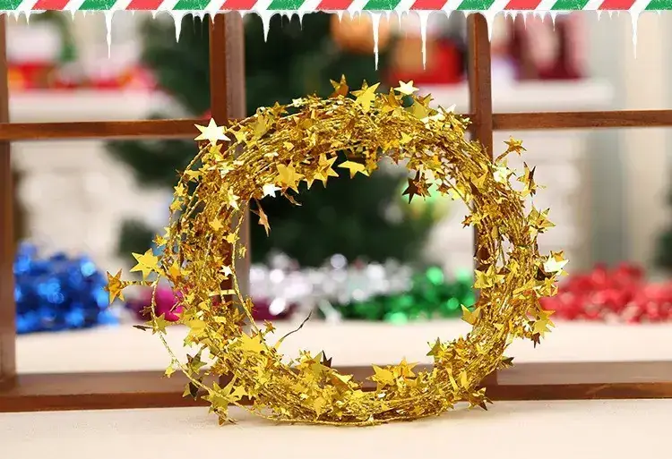 7.5m Gold Star Tassels Christmas Decor Wire - Image 2