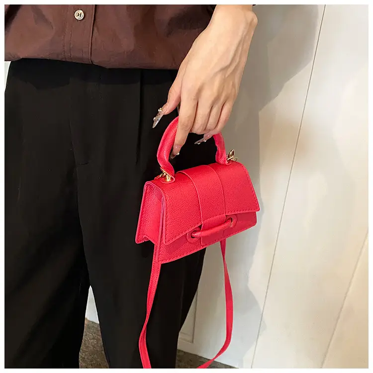 Red Litchi Pattern Shoulder Bag for Women — feature 11