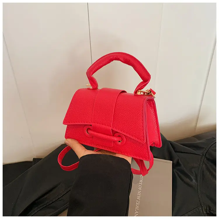 Red Litchi Pattern Shoulder Bag for Women — feature 23