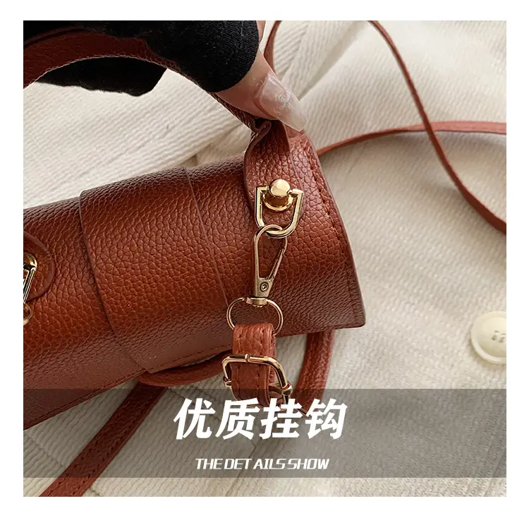 Red Litchi Pattern Shoulder Bag for Women — feature 6