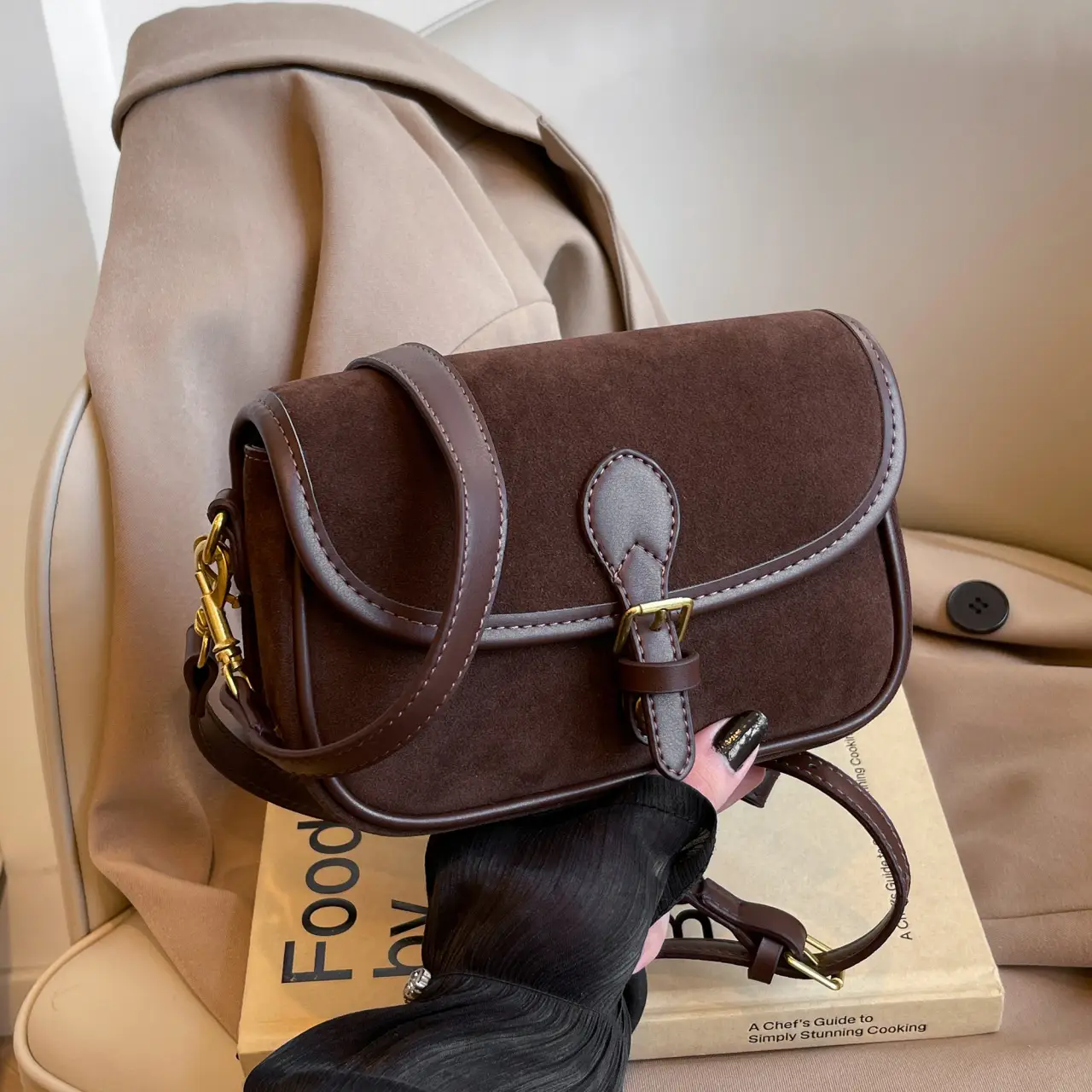 Retro Crossbody Bag Women's Burgundy 2024 - Image 3