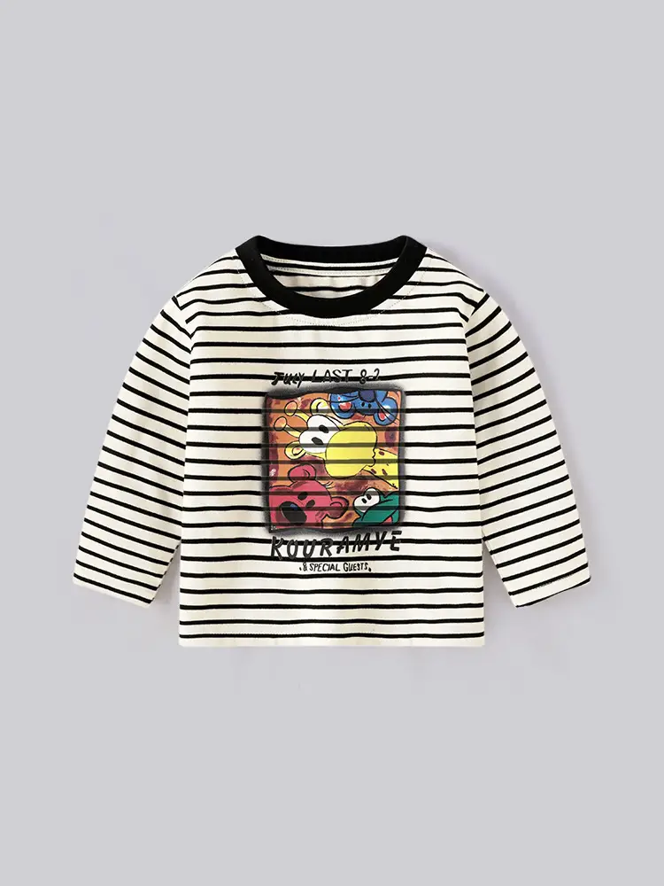 Kids Korean Striped Long Sleeve T-Shirt - Image 2