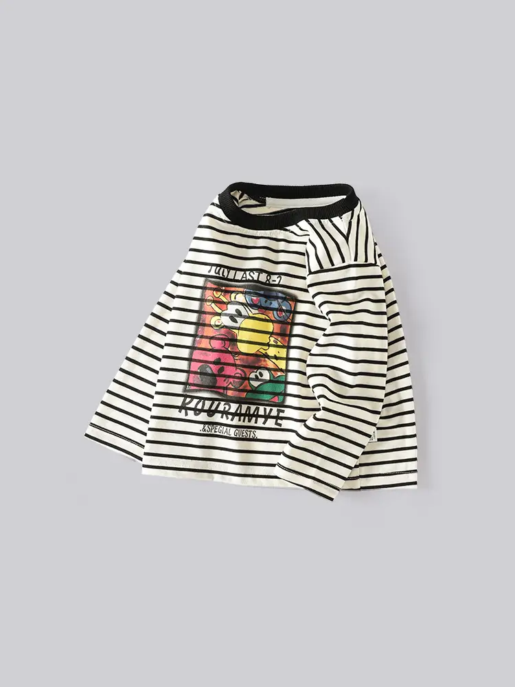 Kids Korean Striped Long Sleeve T-Shirt - Image 3