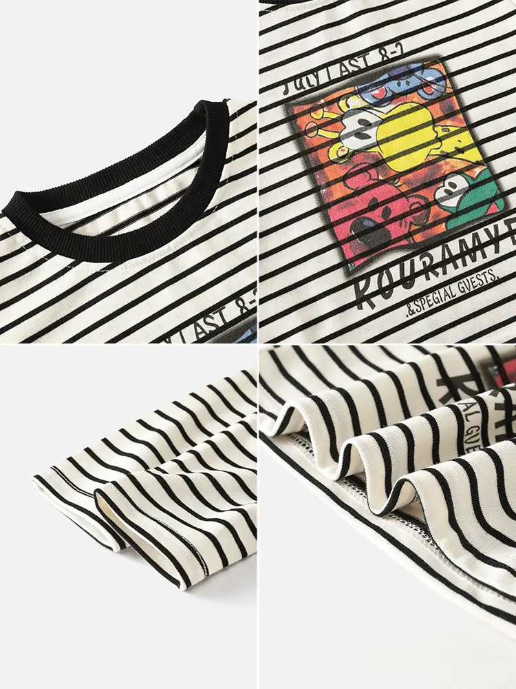 Kids Korean Striped Long Sleeve T-Shirt - Image 5