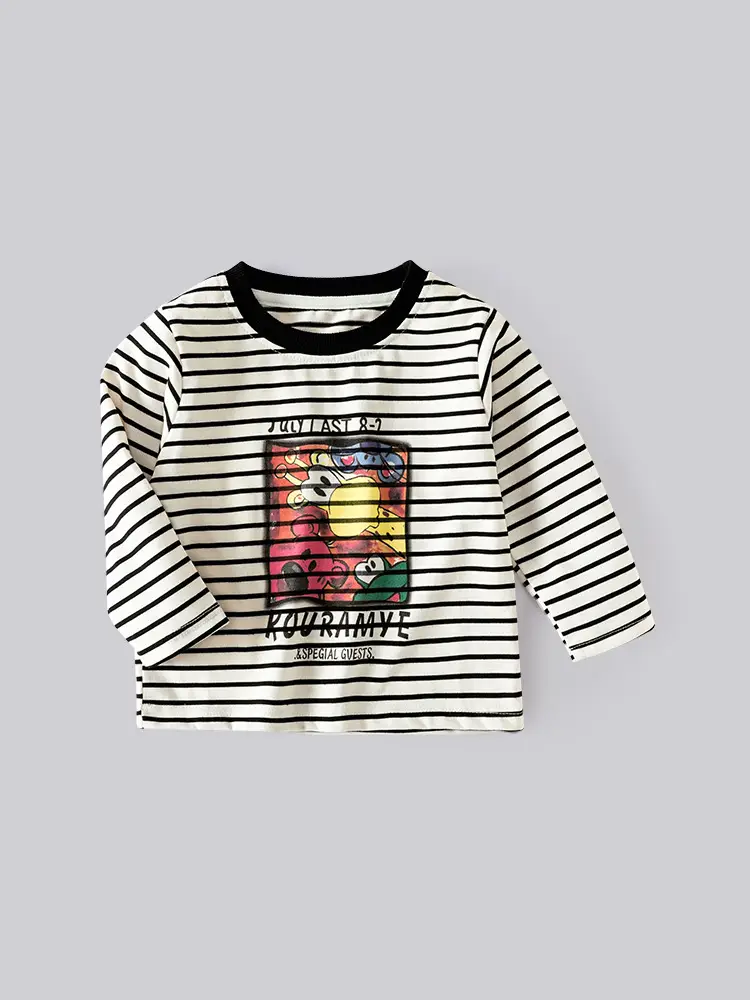 Kids Korean Striped Long Sleeve T-Shirt - Image 6