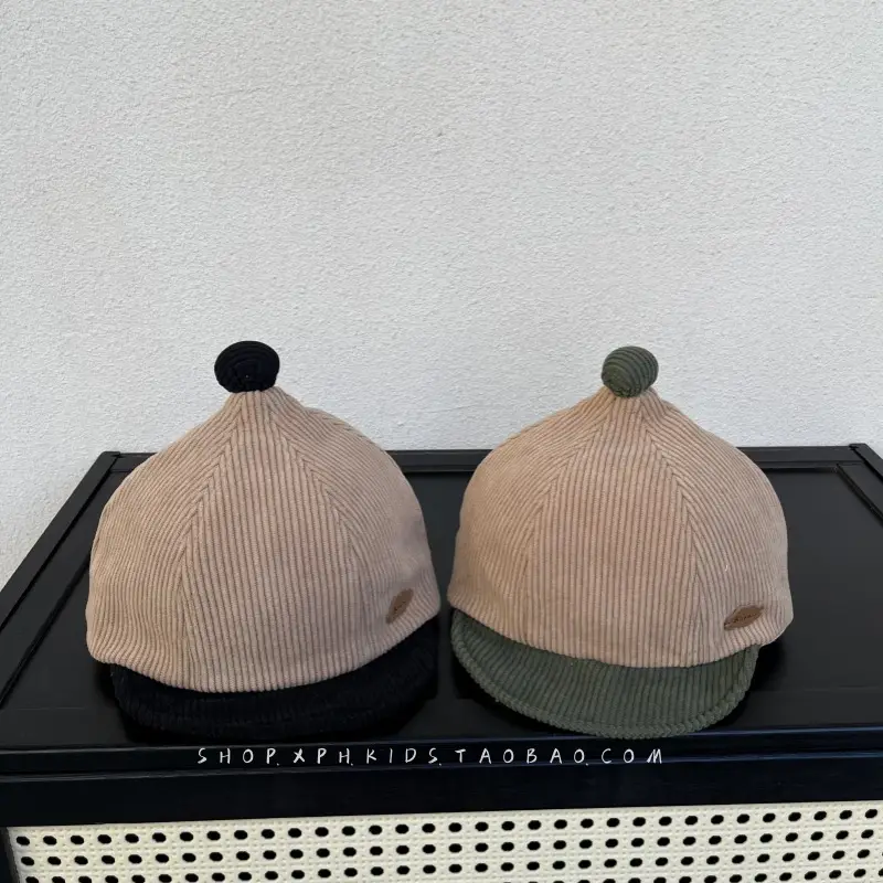 Beige Knitted Baby Cap for Boys Autumn Winter Sunshade - Image 7