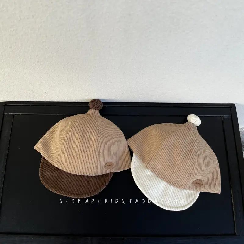 Beige Knitted Baby Cap for Boys Autumn Winter Sunshade - Image 8