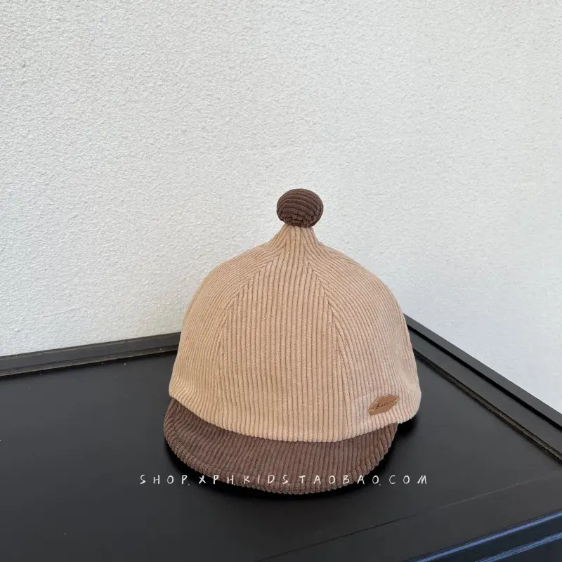 Beige Knitted Baby Cap for Boys Autumn Winter Sunshade - Image 9