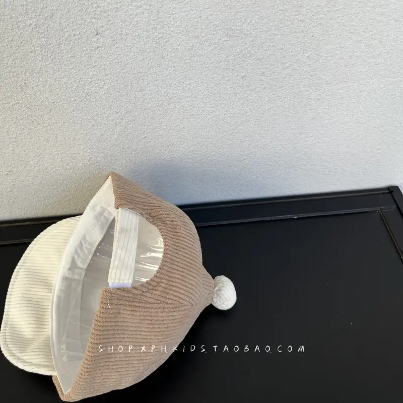 Beige Knitted Baby Cap for Boys Autumn Winter Sunshade — feature 8
