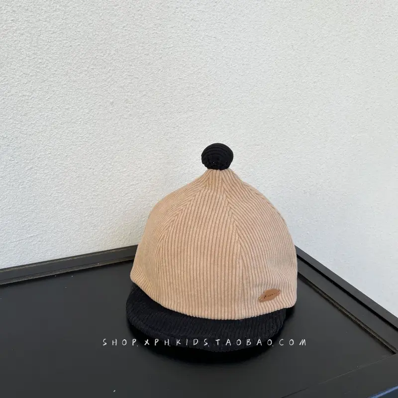 Beige Knitted Baby Cap for Boys Autumn Winter Sunshade — feature 9