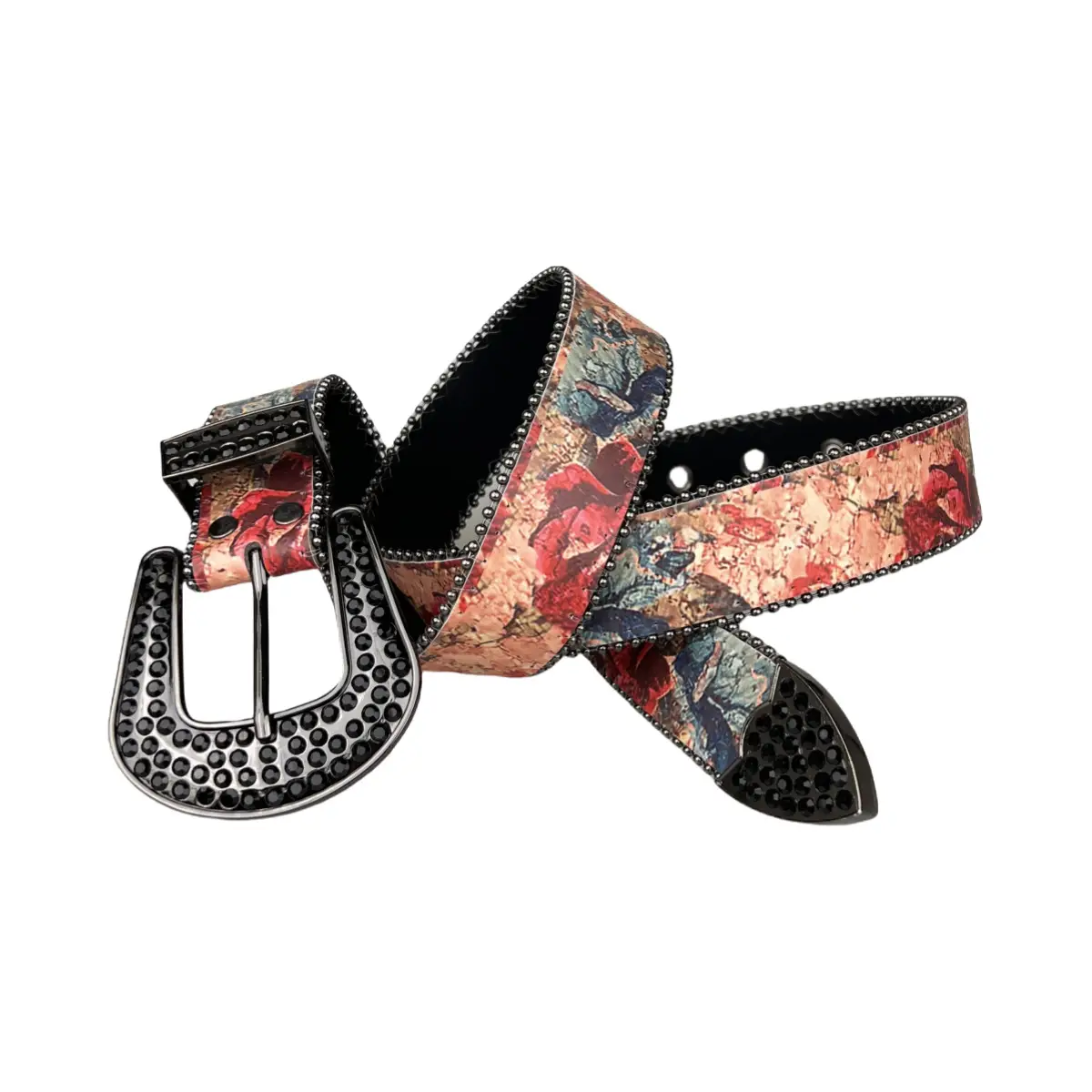 Women's Painted Wind Belt with Rhinestone Buckle