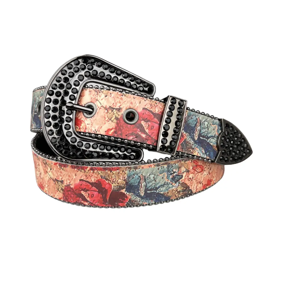 Women's Painted Wind Belt with Rhinestone Buckle — feature 1