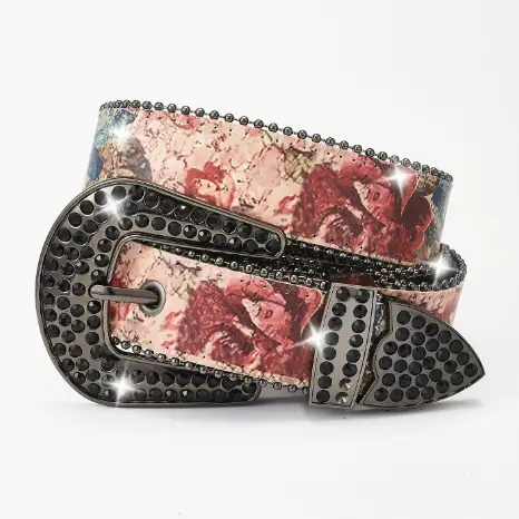 Women's Painted Wind Belt with Rhinestone Buckle — feature 5