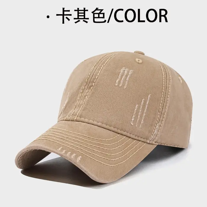 Vintage Holes Wash Cotton Baseball Cap for Men - Image 5