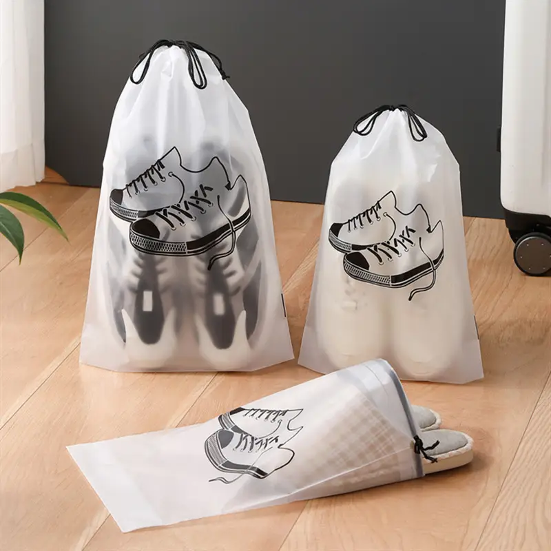 Drawstring Double-sided Frosted Bundle Pocket Plastic Storage Shoe Bag Waterproof and Dustproof Travel Packing Bag Moving Storage - Image 2