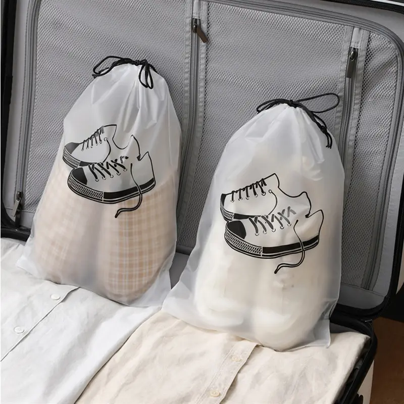 Drawstring Double-sided Frosted Bundle Pocket Plastic Storage Shoe Bag Waterproof and Dustproof Travel Packing Bag Moving Storage - Image 3