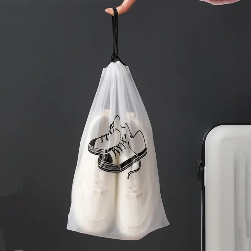 Drawstring Double-sided Frosted Bundle Pocket Plastic Storage Shoe Bag Waterproof and Dustproof Travel Packing Bag Moving Storage - Image 4