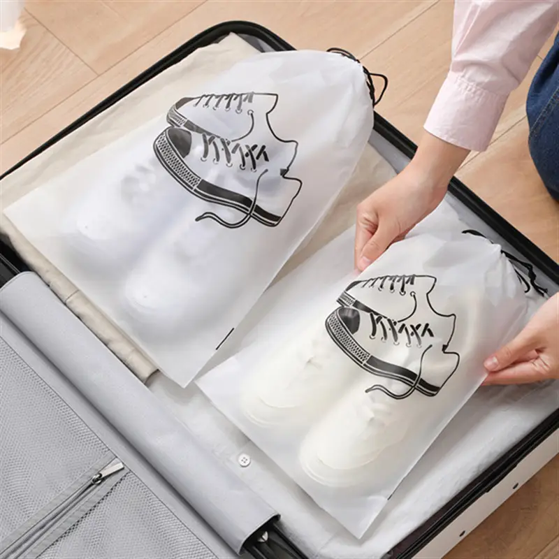 Drawstring Double-sided Frosted Bundle Pocket Plastic Storage Shoe Bag Waterproof and Dustproof Travel Packing Bag Moving Storage - Image 5