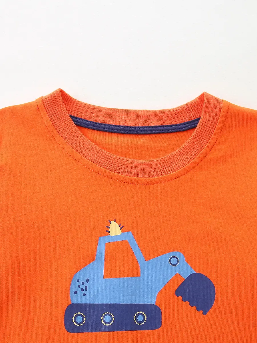 Orange Long Sleeve Boys T-Shirt Needle Cotton European Style