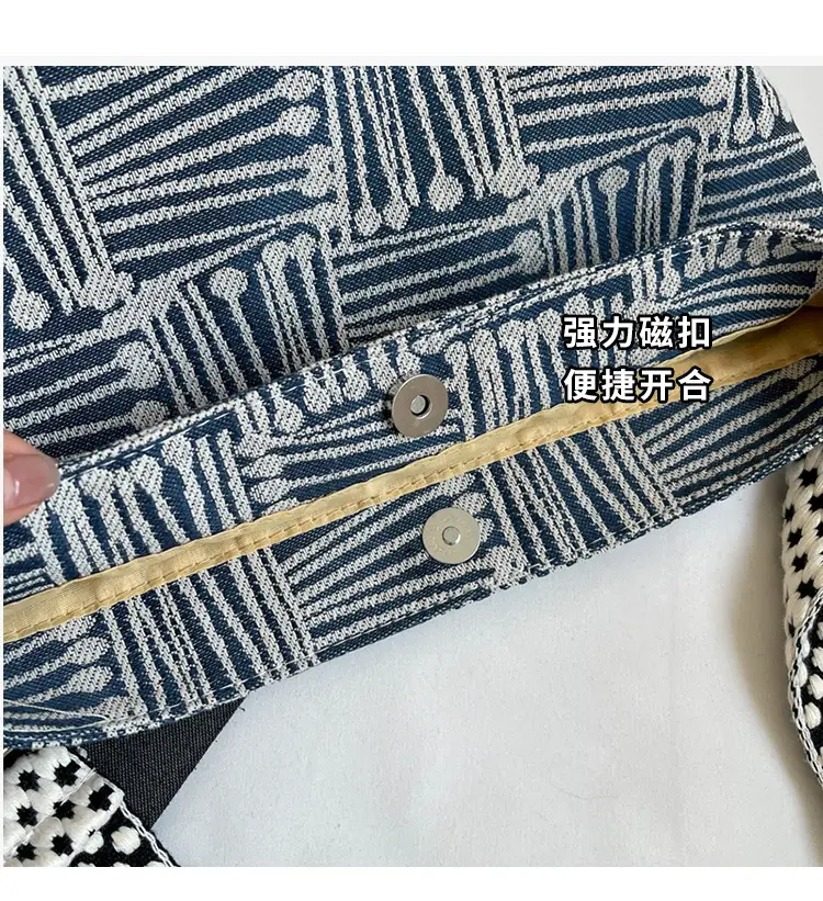 Women's Large Capacity Striped Canvas Shoulder Crossbody Bag — feature 6
