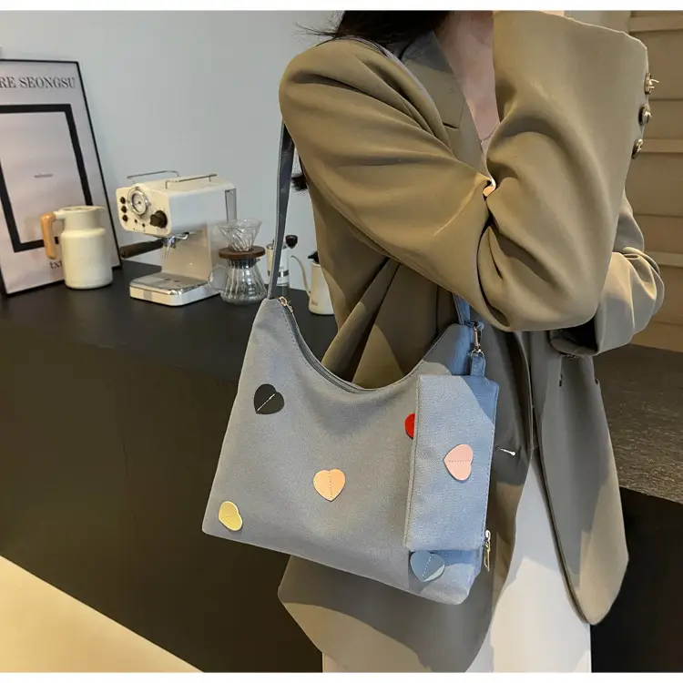 White Heart Polka Dot Shoulder Bag for Girls