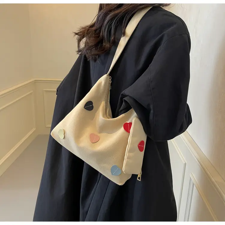White Heart Polka Dot Shoulder Bag for Girls — feature 11
