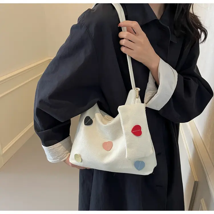 White Heart Polka Dot Shoulder Bag for Girls — feature 13