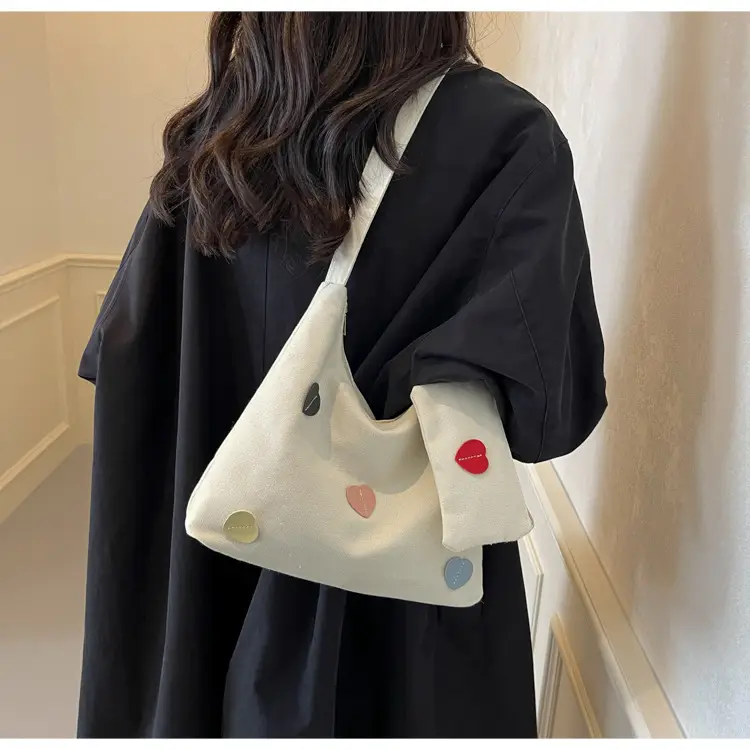 White Heart Polka Dot Shoulder Bag for Girls — feature 14