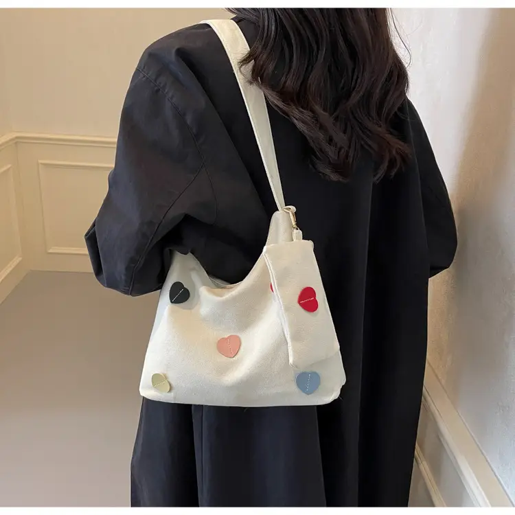 White Heart Polka Dot Shoulder Bag for Girls — feature 15