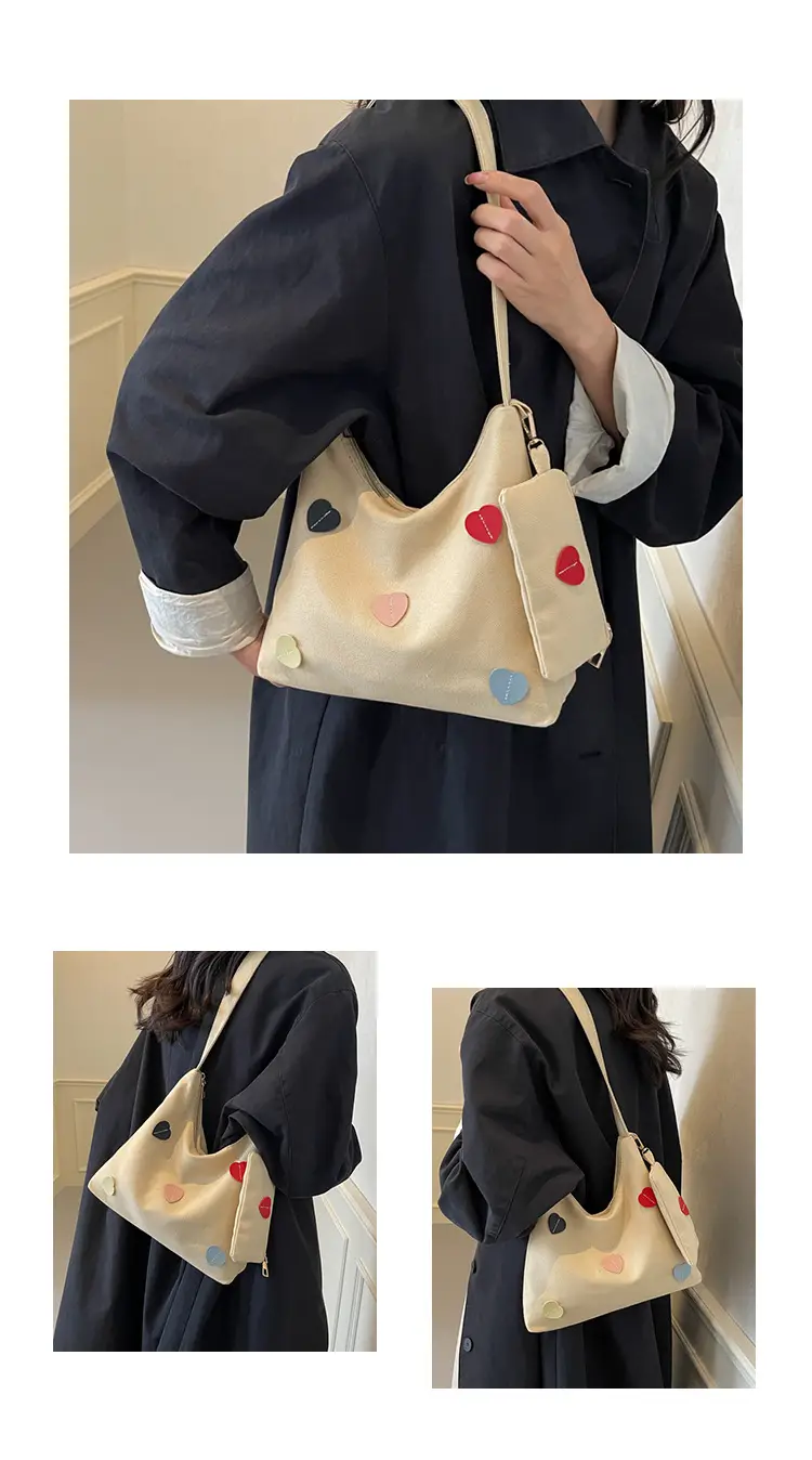 White Heart Polka Dot Shoulder Bag for Girls — feature 22