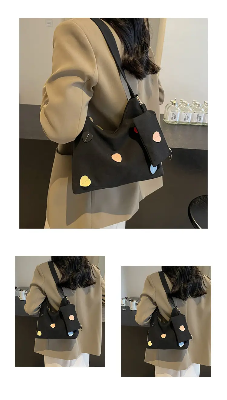 White Heart Polka Dot Shoulder Bag for Girls — feature 24