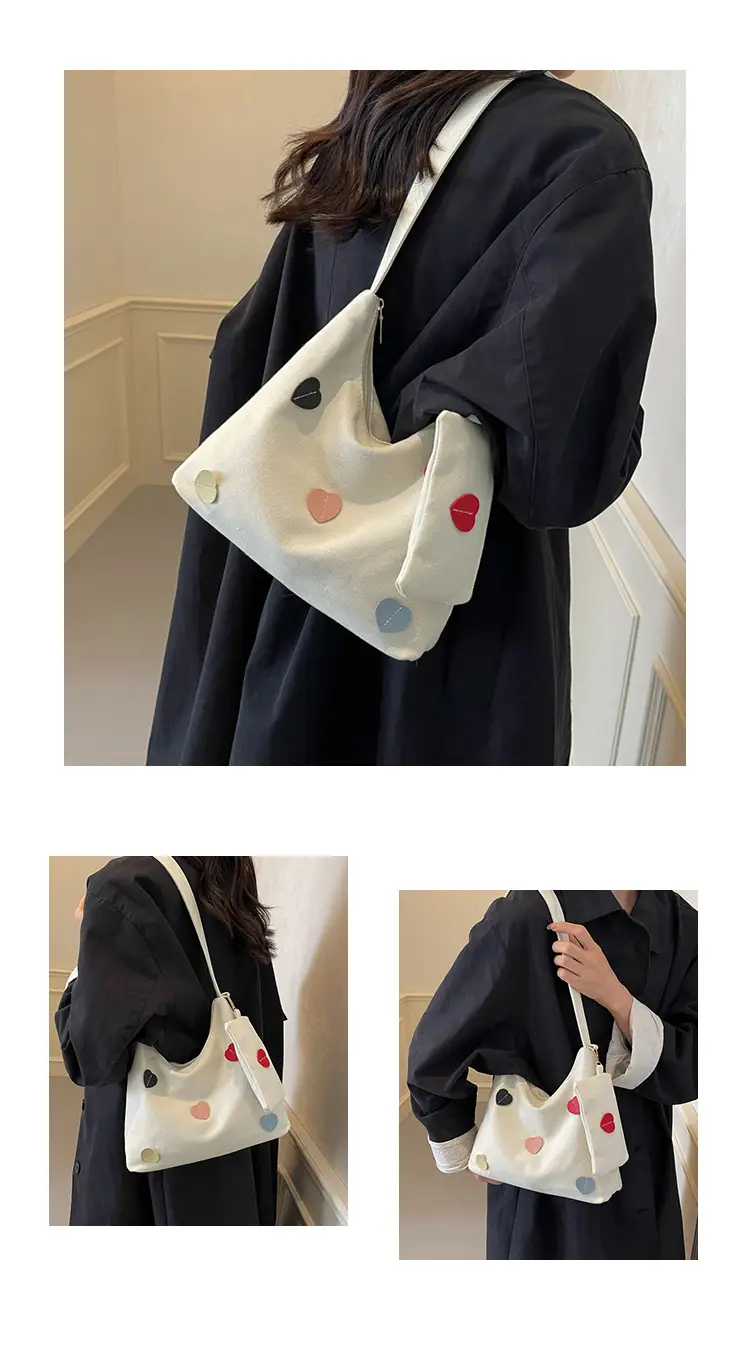 White Heart Polka Dot Shoulder Bag for Girls — feature 25